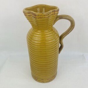 Rustic Decor Pitcher Vase HD Designs Decorative Pottery Vintage Yellow Mustard